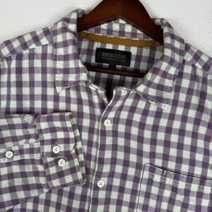 Brothers and‎ Sons Flannel Shirt Mens XL Purple Gingham Plaid Long Sleeve